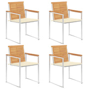 Tuinstoelen 4 st massief teakhout met kussens