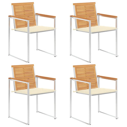 Tuinstoelen 4 St Met Kussens Massief Teakhout Crème