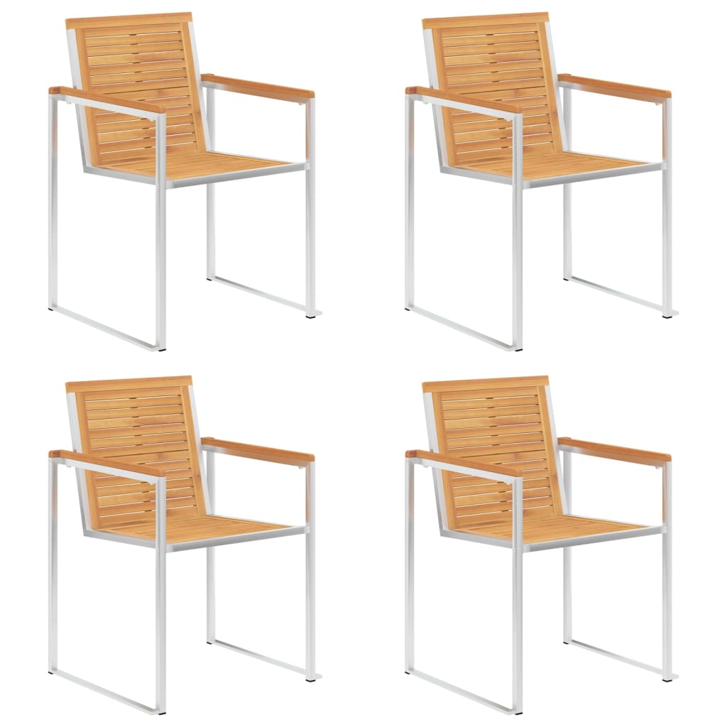 Tuinstoelen 4 St Met Kussens Massief Teakhout Crème