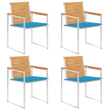 Tuinstoelen 4 St Met Kussens Massief Teakhout Blauw