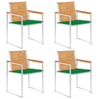Garden chairs 4 pcs with cushions solid teak