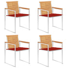 Garden chairs 4 pcs with cushions solid teak