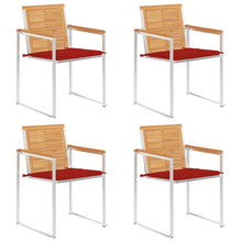 Tuinstoelen 4 St Met Kussens Massief Teakhout Rood