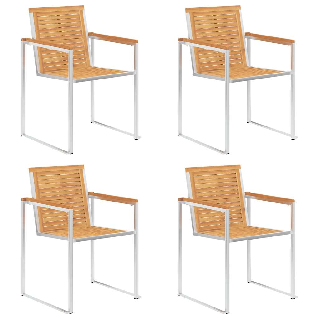Tuinstoelen 4 St Met Kussens Massief Teakhout Rood