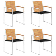 Tuinstoelen 4 st massief teakhout met kussens