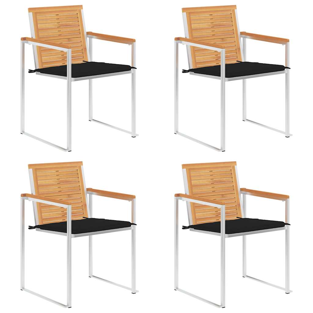 Tuinstoelen 4 St Met Kussens Massief Teakhout Zwart