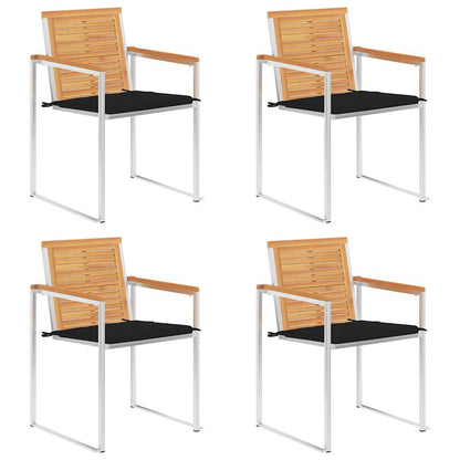 Tuinstoelen 4 St Met Kussens Massief Teakhout Zwart