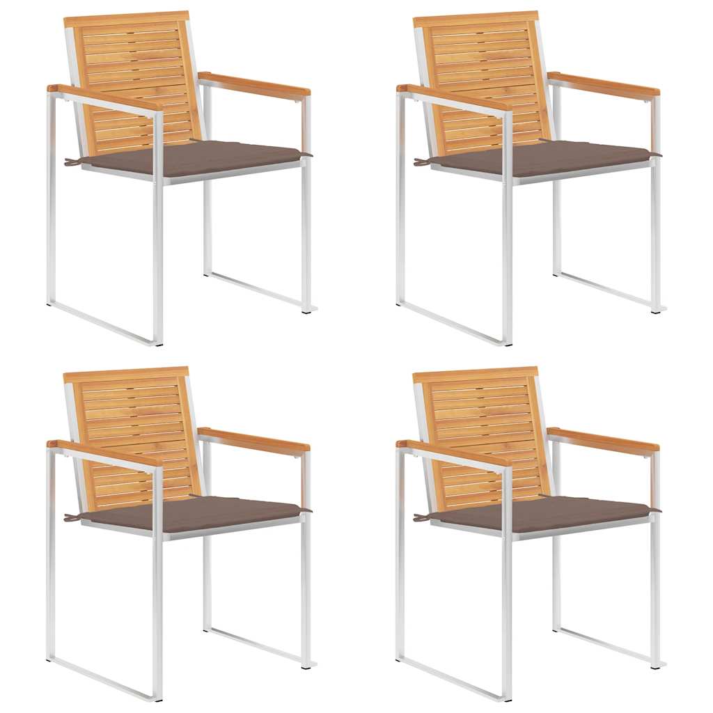 Tuinstoelen 4 St Met Kussens Massief Teakhout Taupe