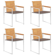 Tuinstoelen 4 st massief teakhout met kussens