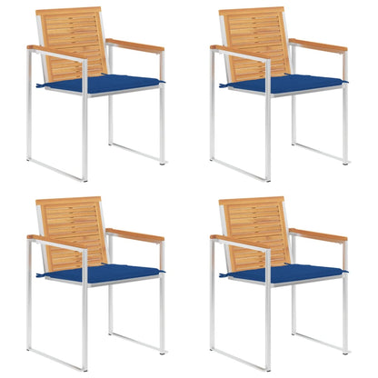 Tuinstoelen 4 St Met Kussens Massief Teakhout koningsblauw