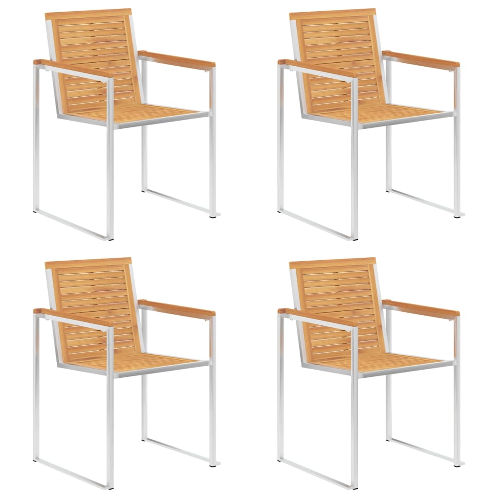 Tuinstoelen 4 St Met Kussens Massief Teakhout Rood ruitpatroon