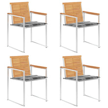 Tuinstoelen 4 St Met Kussens Massief Teakhout Grijs patroon