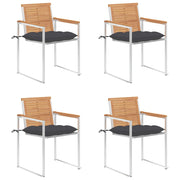Tuinstoelen 4 st massief teakhout antraciet kussens