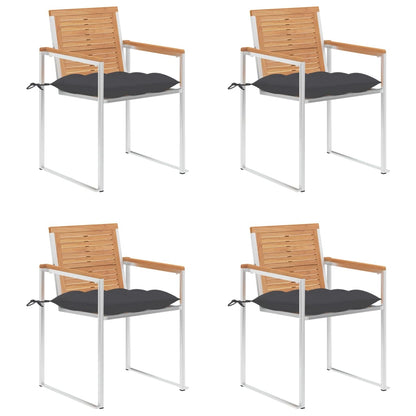Tuinstoelen 4 St Met Kussens Massief Teakhout Antraciet
