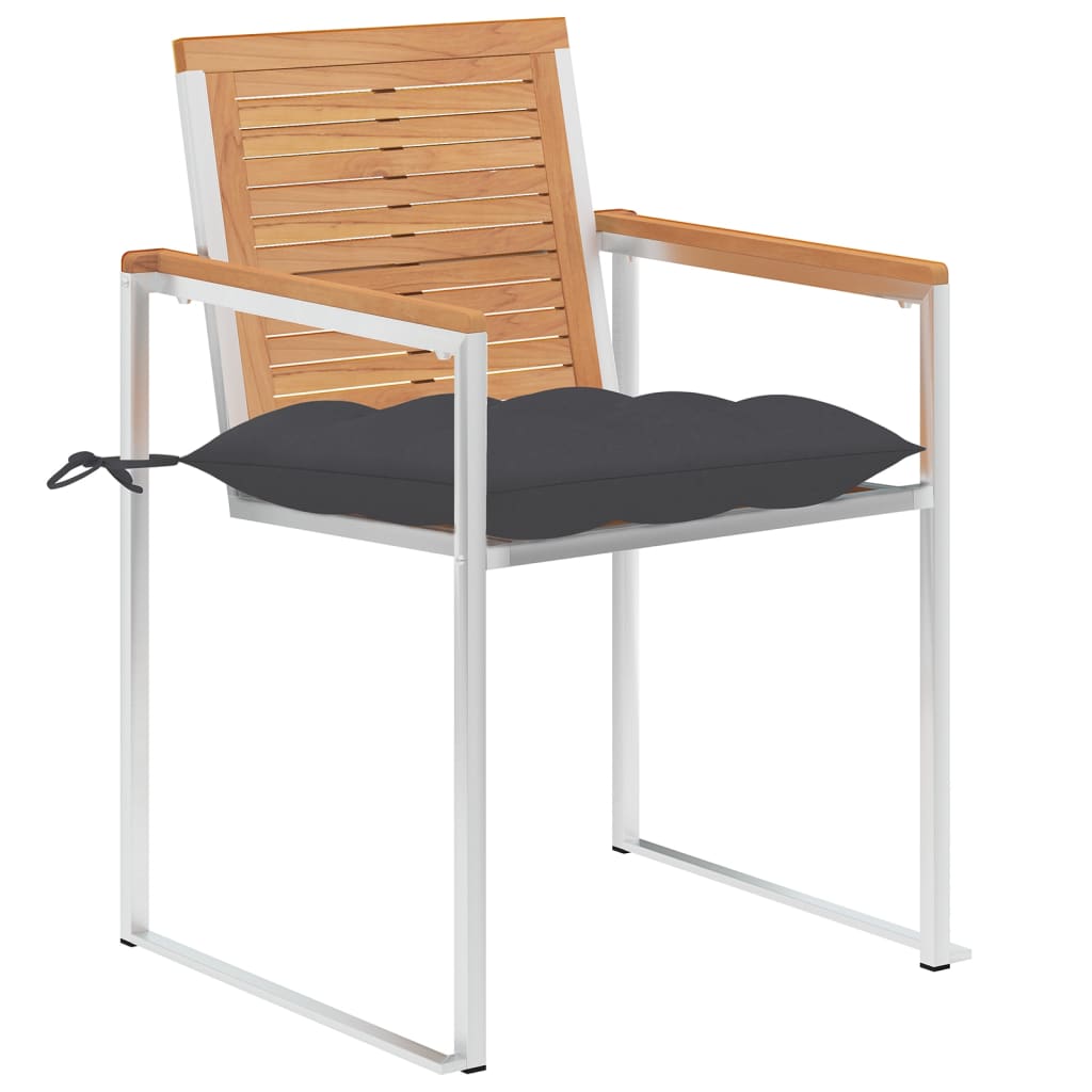 Tuinstoelen 4 St Met Kussens Massief Teakhout Antraciet