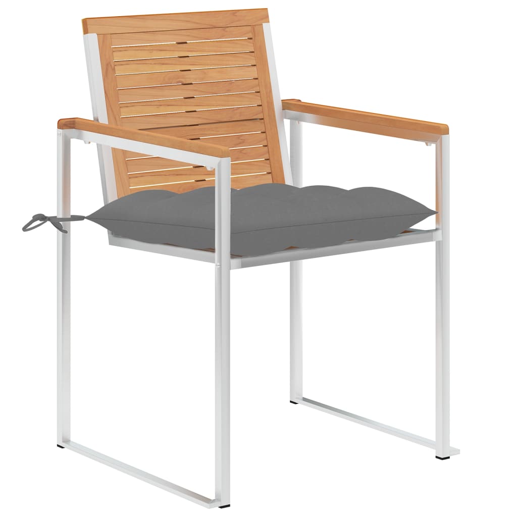 Tuinstoelen 4 St Met Kussens Massief Teakhout Grijs