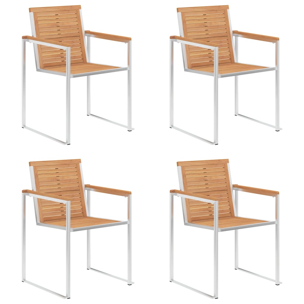 Tuinstoelen 4 St Met Kussens Massief Teakhout Grijs