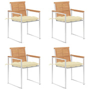 Tuinstoelen 4 st massief teakhout met kussens