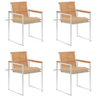 Garden chairs 4 pcs with cushions solid teak