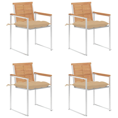 Tuinstoelen 4 St Met Kussens Massief Teakhout Beige