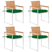 Tuinstoelen 4 stuks massief teakhout met kussens