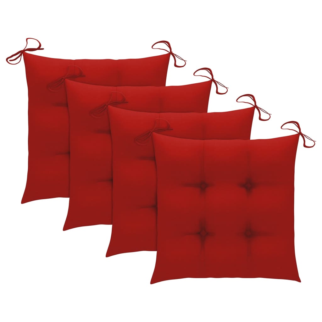 Tuinstoelen 4 St Met Kussens Massief Teakhout Rood