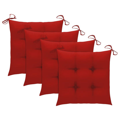 Tuinstoelen 4 St Met Kussens Massief Teakhout Rood