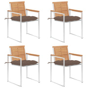 Tuinstoelen 4 st massief teakhout met kussens