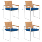 Tuinstoelen 4 st massief teakhout blauw