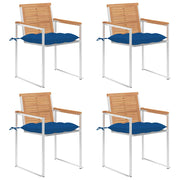 Garden chairs 4 pcs with cushions solid teak