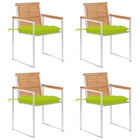 Garden chairs 4 pcs with cushions solid teak