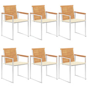 Tuinstoelen 6 st massief teakhout crème
