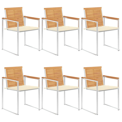 Tuinstoelen 6 St Met Kussens Massief Teakhout Crème