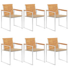 Garden chairs 6 pcs with cushions solid teak wood