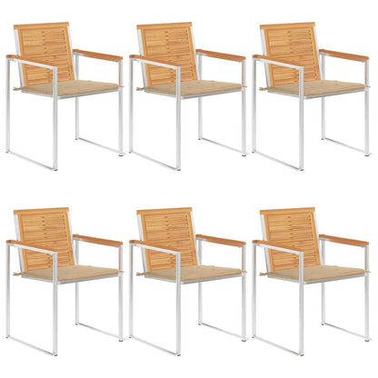 Tuinstoelen 6 St Met Kussens Massief Teakhout Beige
