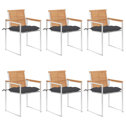 Tuinstoelen 6 St Met Kussens Massief Teakhout Antraciet