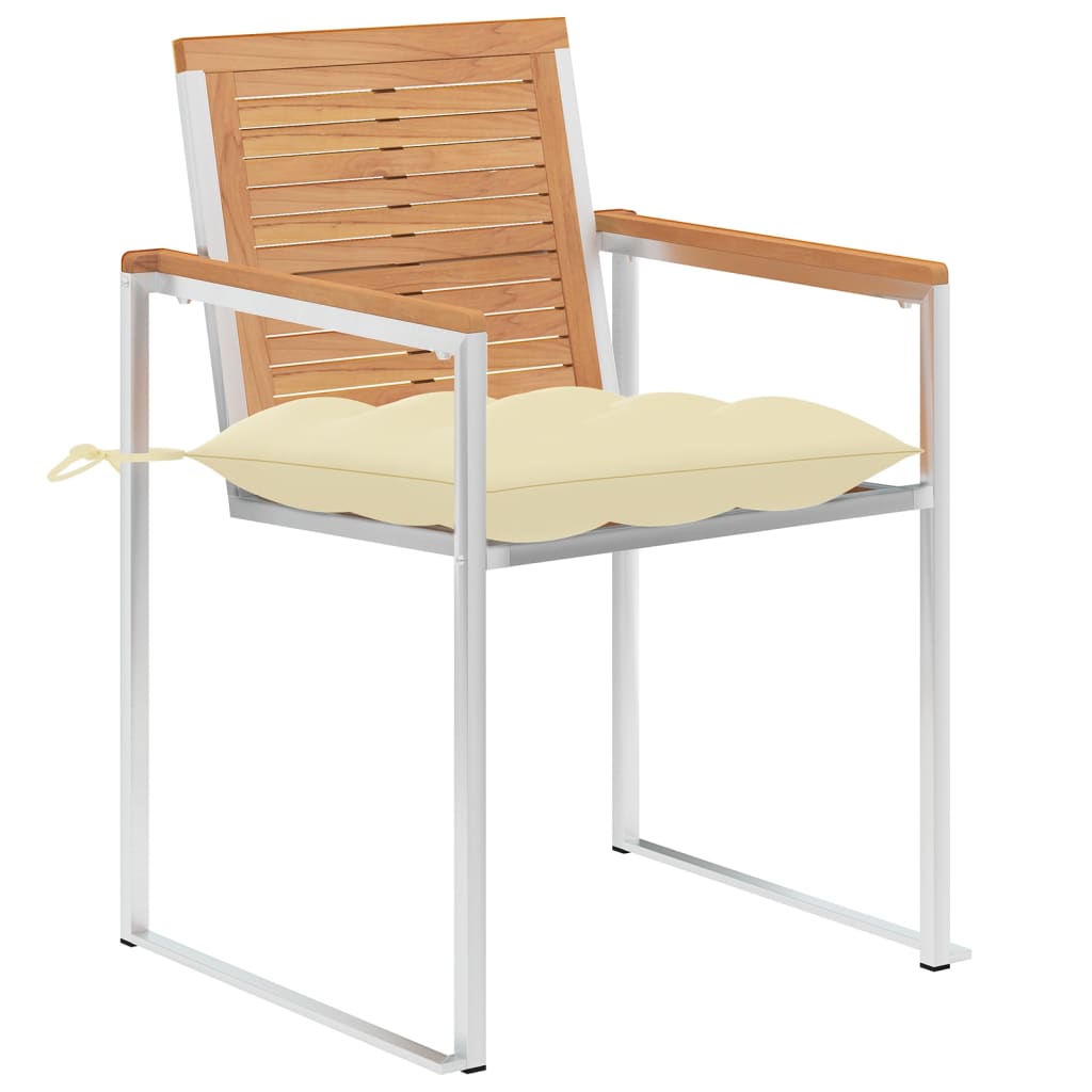 Tuinstoelen 6 St Met Kussens Massief Teakhout Crème