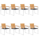 Garden chairs 8 pcs with cushions solid teak