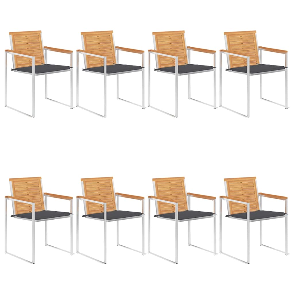 Tuinstoelen 8 St Met Kussens Massief Teakhout Antraciet