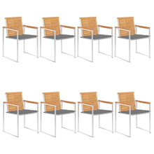Tuinstoelen 8 St Met Kussens Massief Teakhout Grijs