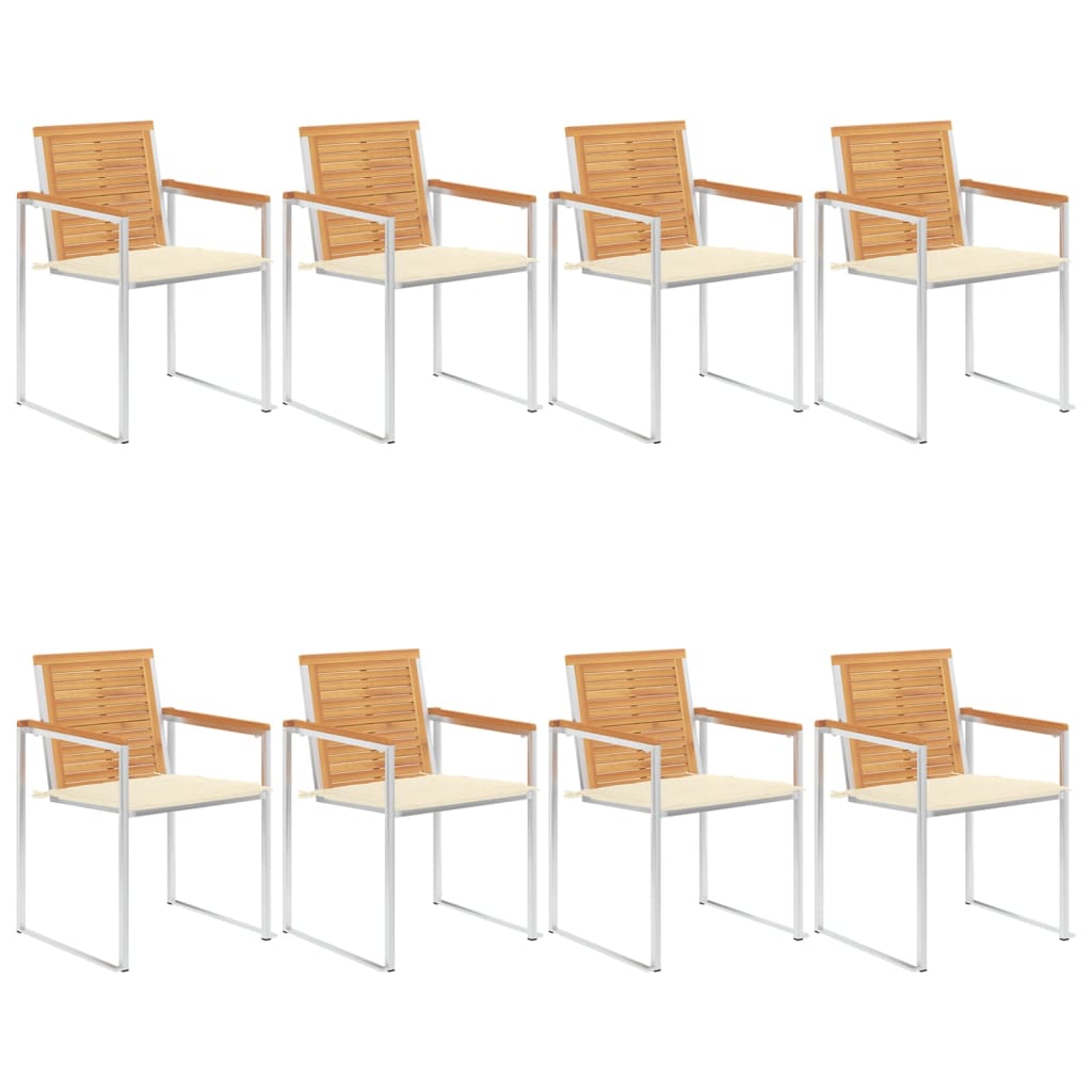 Tuinstoelen 8 St Met Kussens Massief Teakhout Crème