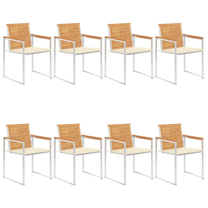 Tuinstoelen 8 St Met Kussens Massief Teakhout Crème
