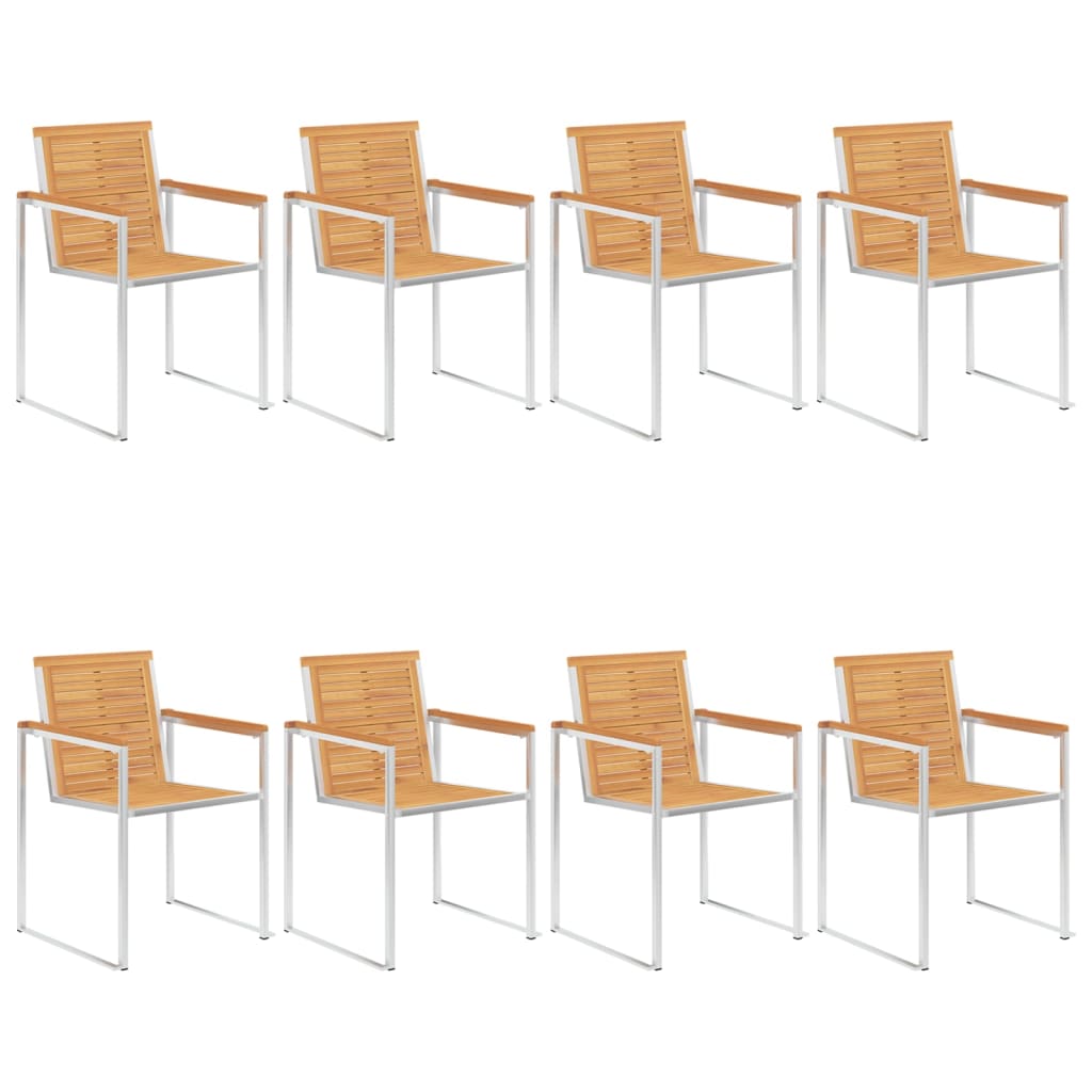 Tuinstoelen 8 St Met Kussens Massief Teakhout Crème