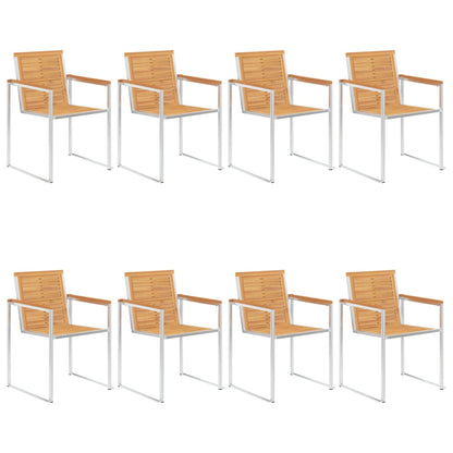 Tuinstoelen 8 St Met Kussens Massief Teakhout Crème
