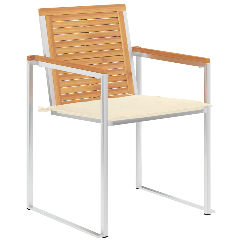 Tuinstoelen 8 St Met Kussens Massief Teakhout Crème