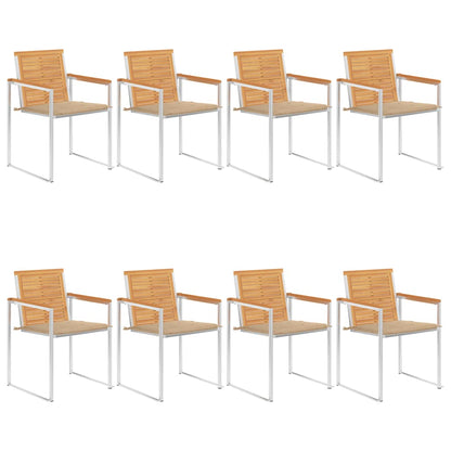 Tuinstoelen 8 St Met Kussens Massief Teakhout Beige