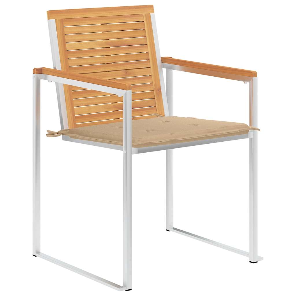 Tuinstoelen 8 St Met Kussens Massief Teakhout Beige