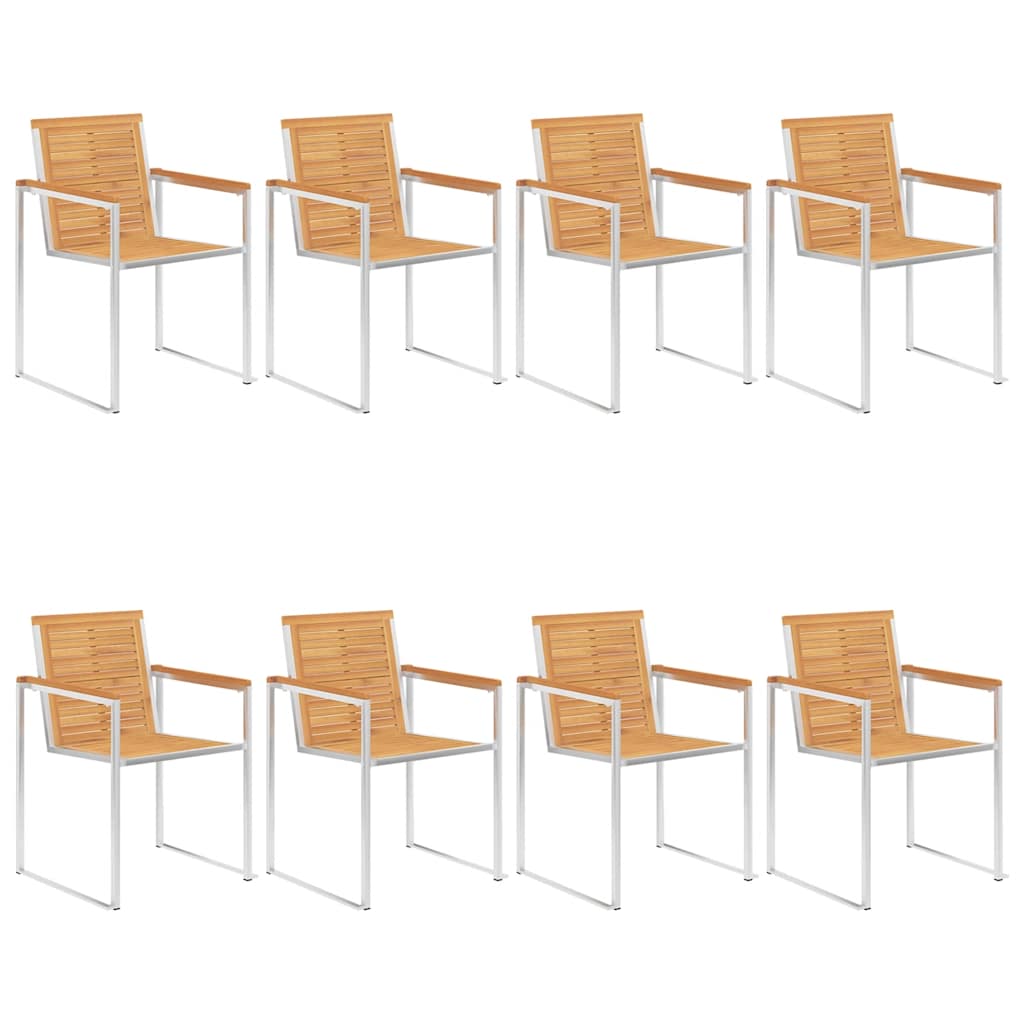 Tuinstoelen 8 St Met Kussens Massief Teakhout Beige