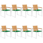 Garden chairs 8 pcs with cushions solid teak