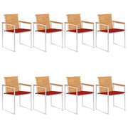 Tuinstoel massief teakhout rood 8 stuks